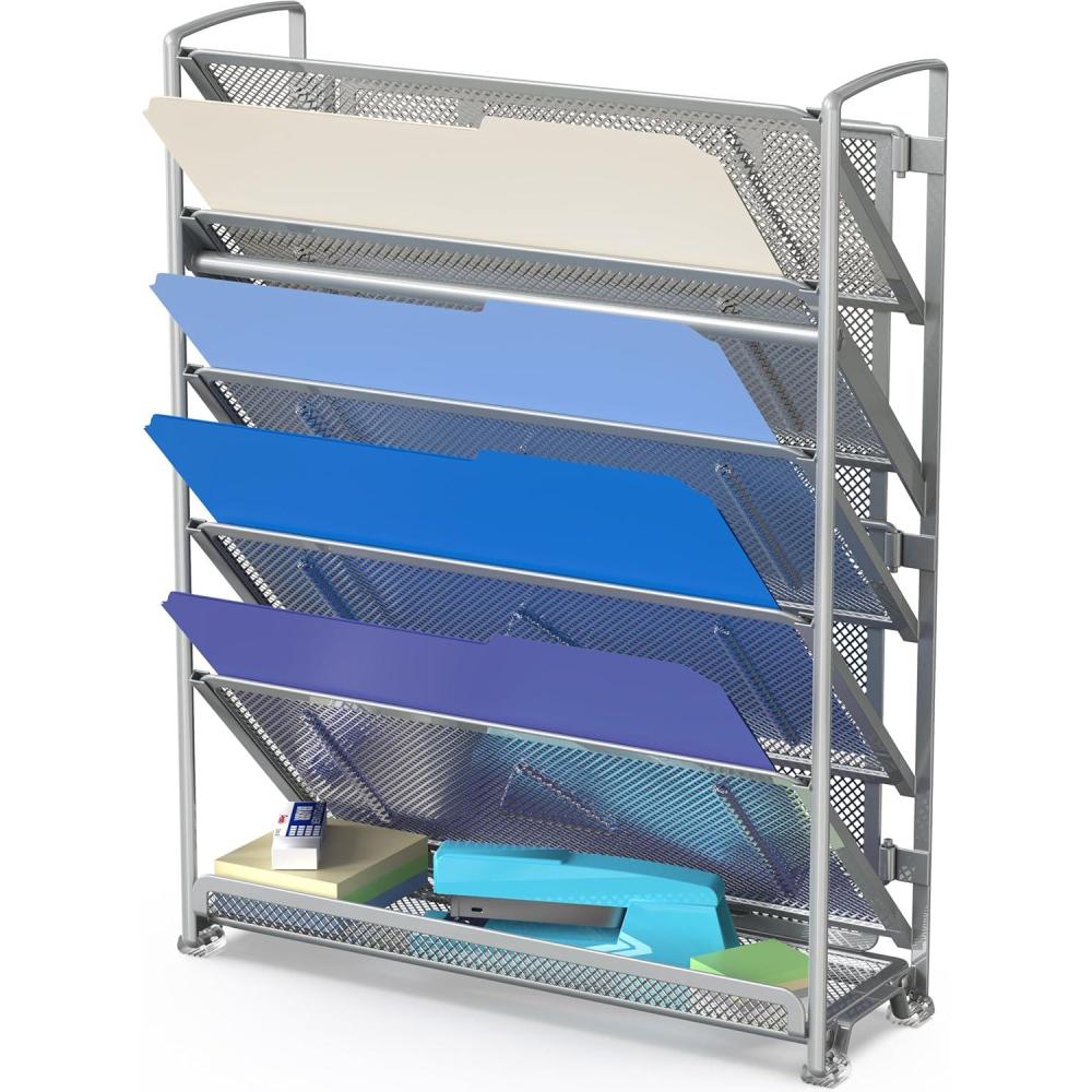 imageSimple Houseware 6Tier Wall Mount Document Letter Tray Organizer BlackSilver