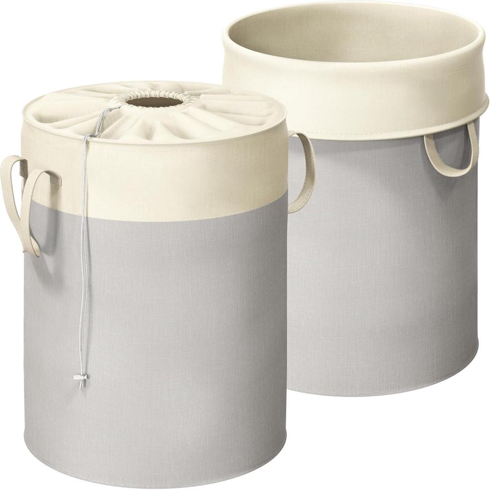 imageSimple Houseware 75L Collapsible Laundry Hamper Rectangle Cotton Basket with Drawstring Closure and Handles Gray2Pack