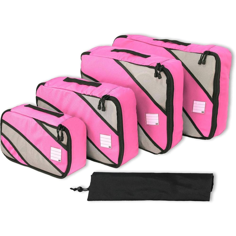 imageSimple Houseware 8Set Packing Cubes for Travel Luggage Organizer with Laundry Bag Shoe Bag ampamp Clear Pocket Label BluePink
