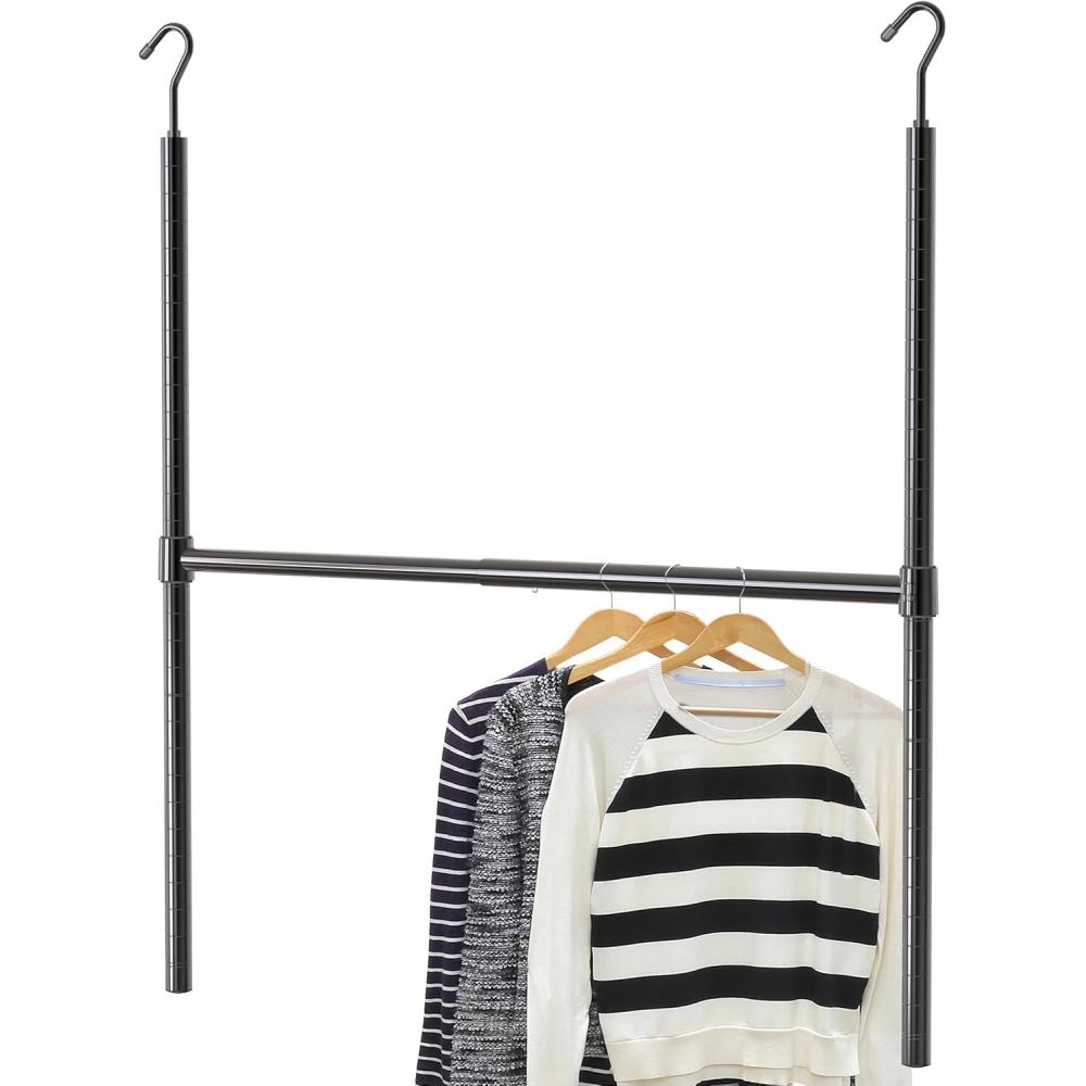 imageSimple Houseware Adjustable Closet Hanging Rod ChromeBlack