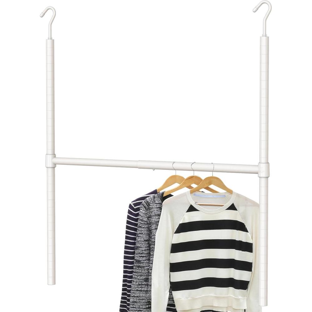 imageSimple Houseware Adjustable Closet Hanging Rod ChromeWhite