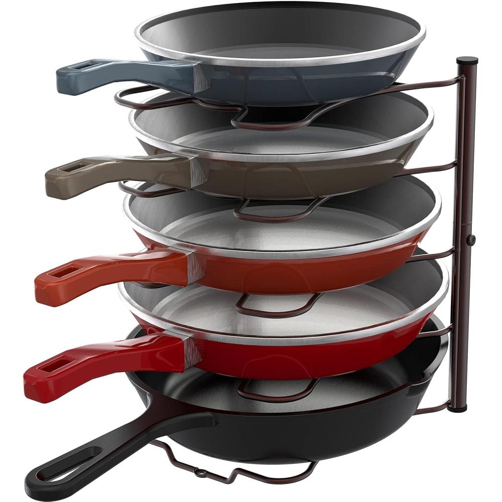 imageSimple Houseware Cabinet Pantry Pot and Pan Organizer Holder Rack BronzeBronze