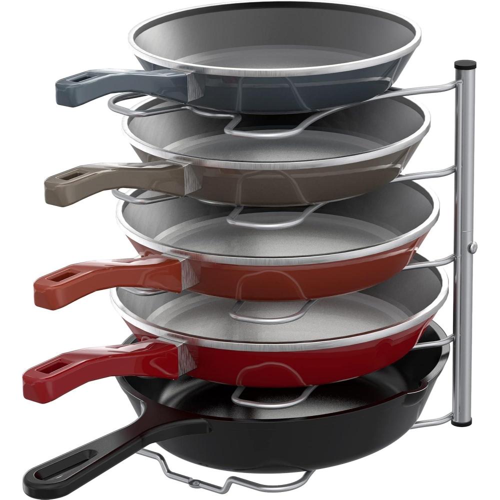 imageSimple Houseware Cabinet Pantry Pot and Pan Organizer Holder Rack BronzeSilver