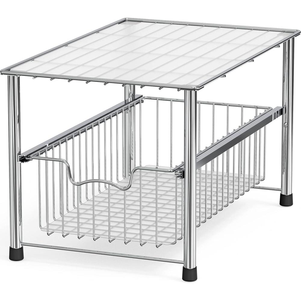 imageSimple Houseware Chrome Metal Stackable Storage Rack 1675 in L x 108 in W x 1025 in HChrome