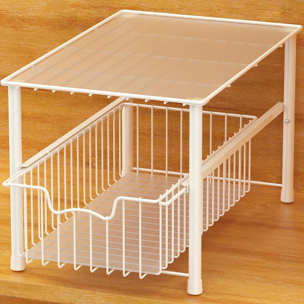 imageSimple Houseware Chrome Metal Stackable Storage Rack 1675 in L x 108 in W x 1025 in HWhite
