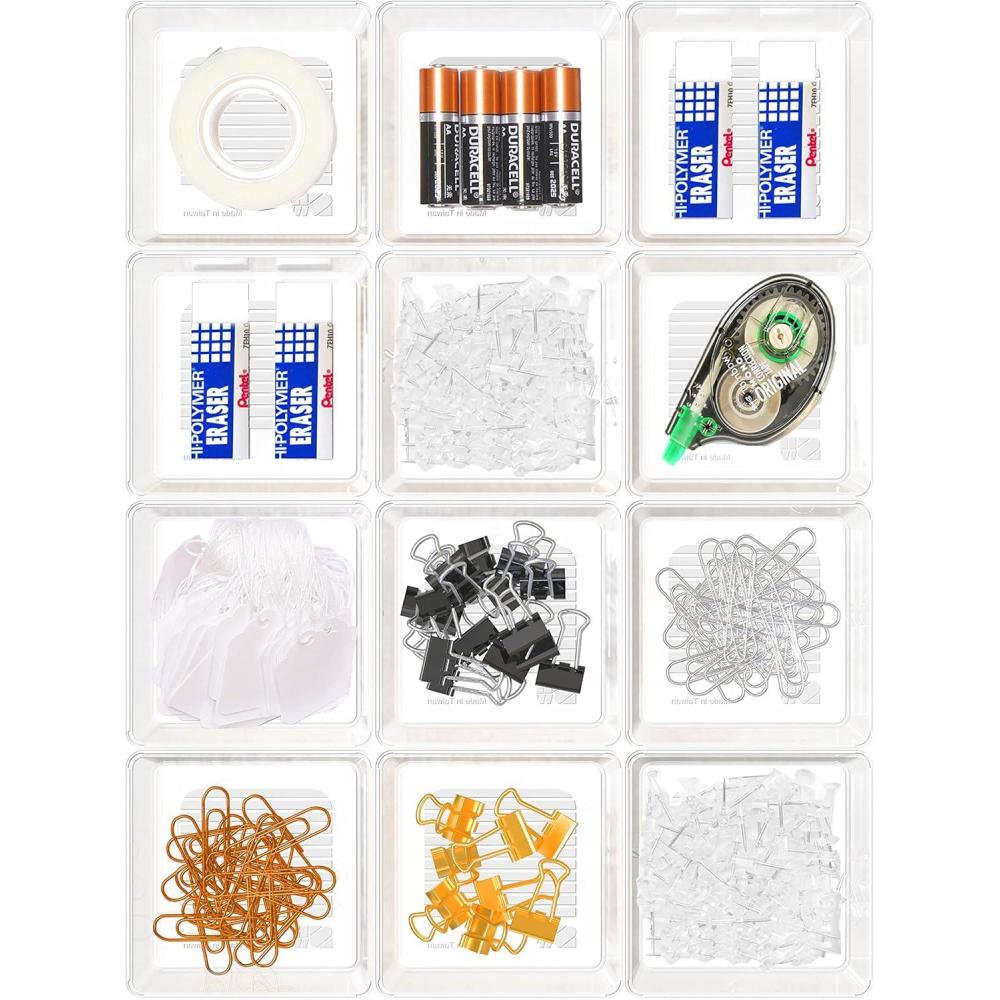 imageSimple Houseware Clear Drawer Organizer for Office Bin Desk Storage Assorted Size 6 PacksSmall