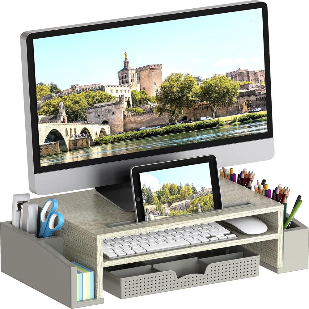 imageSimple Houseware Desk Monitor Stand Riser with Adjustable Organizer tray BlackMaple