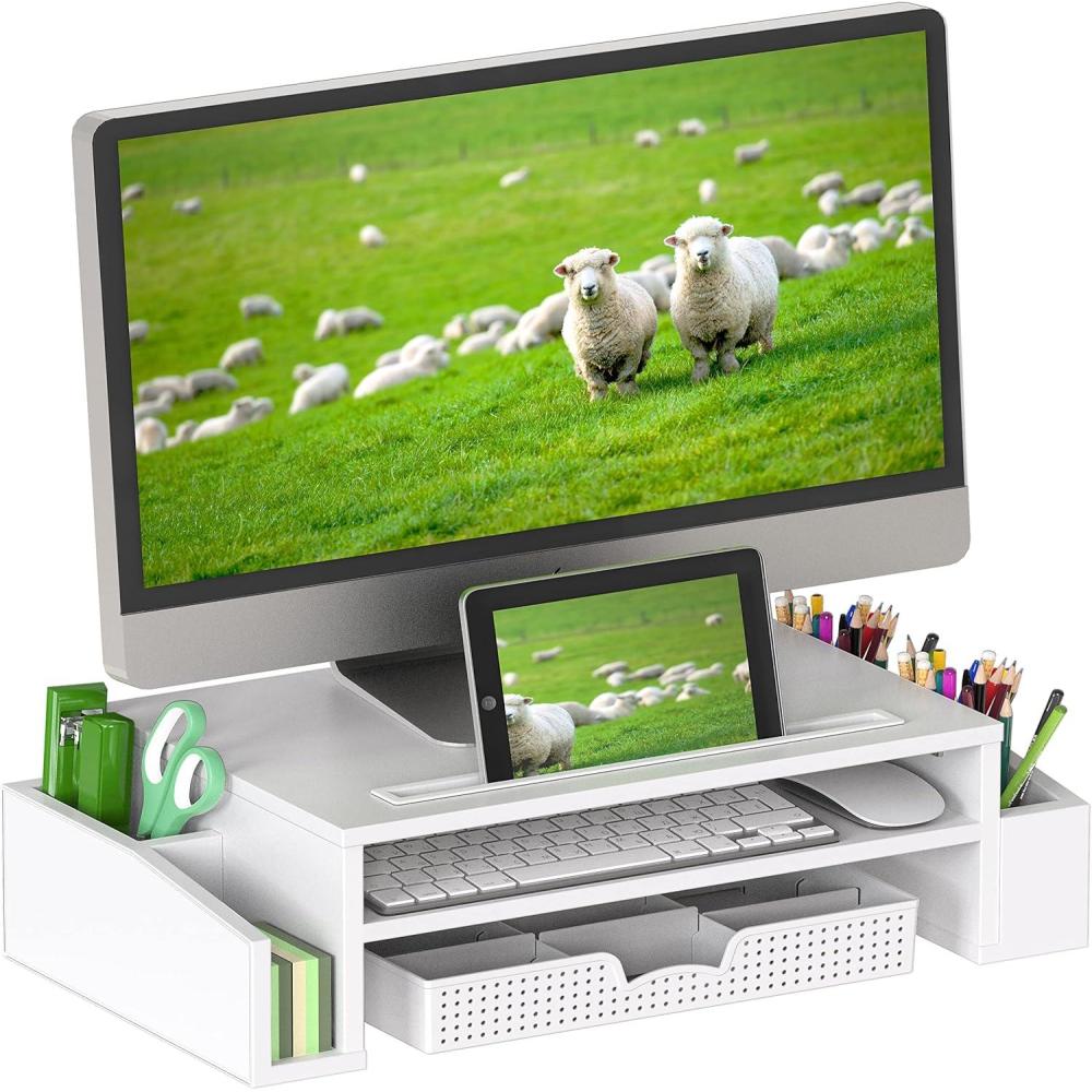 imageSimple Houseware Desk Monitor Stand Riser with Adjustable Organizer tray BlackWhite