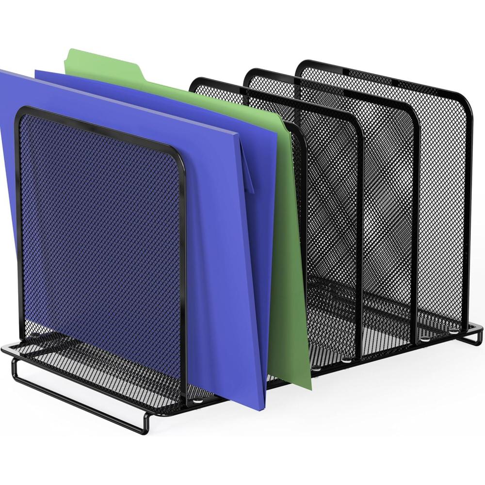 imageSimple Houseware Expandable 5 Section Upright File Sorter Organizer SilverBlack