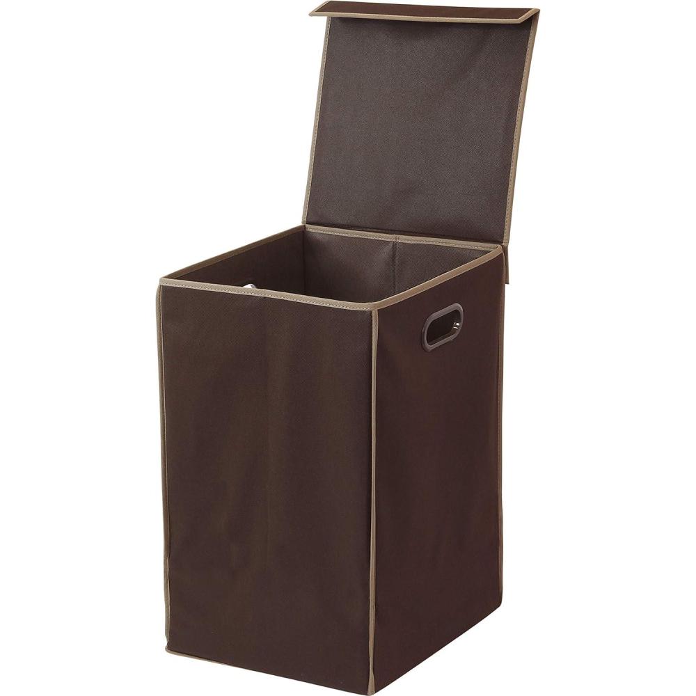 imageSimple Houseware Foldable Laundry Hamper Basket with Lid BlackBronze