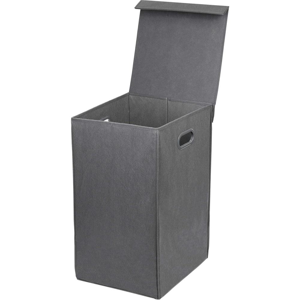 imageSimple Houseware Foldable Laundry Hamper Basket with Lid BlackDark Grey