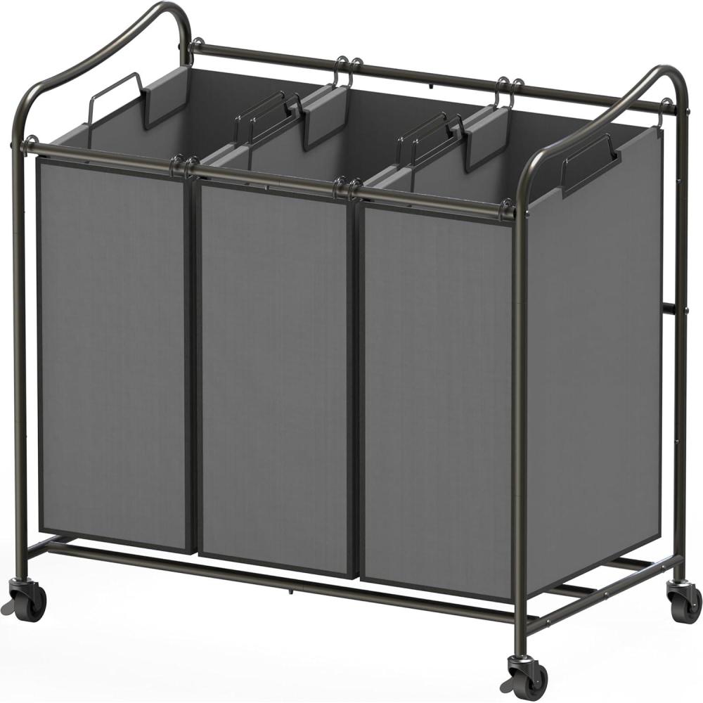 imageSimple Houseware HeavyDuty 3Bag Laundry Sorter Cart SilverDark Grey