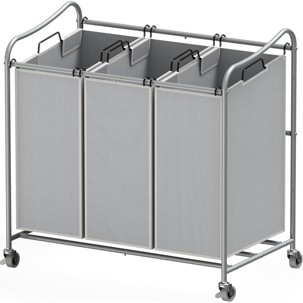 imageSimple Houseware HeavyDuty 3Bag Laundry Sorter Cart SilverSilver