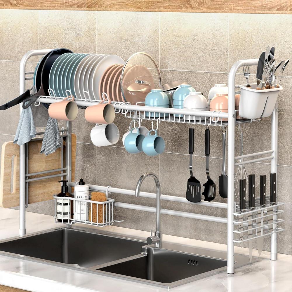 imageSimple Houseware Large Dish Drying Rack Drainer for Over The Sink Kitchen Counter Single Layer