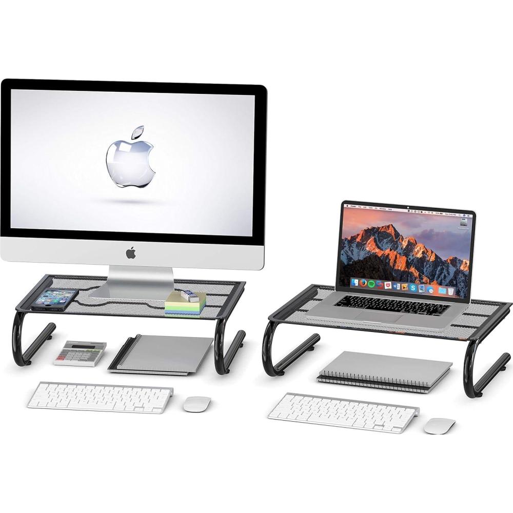 imageSimple Houseware Mesh Monitor Stand Riser Black 2 Pack