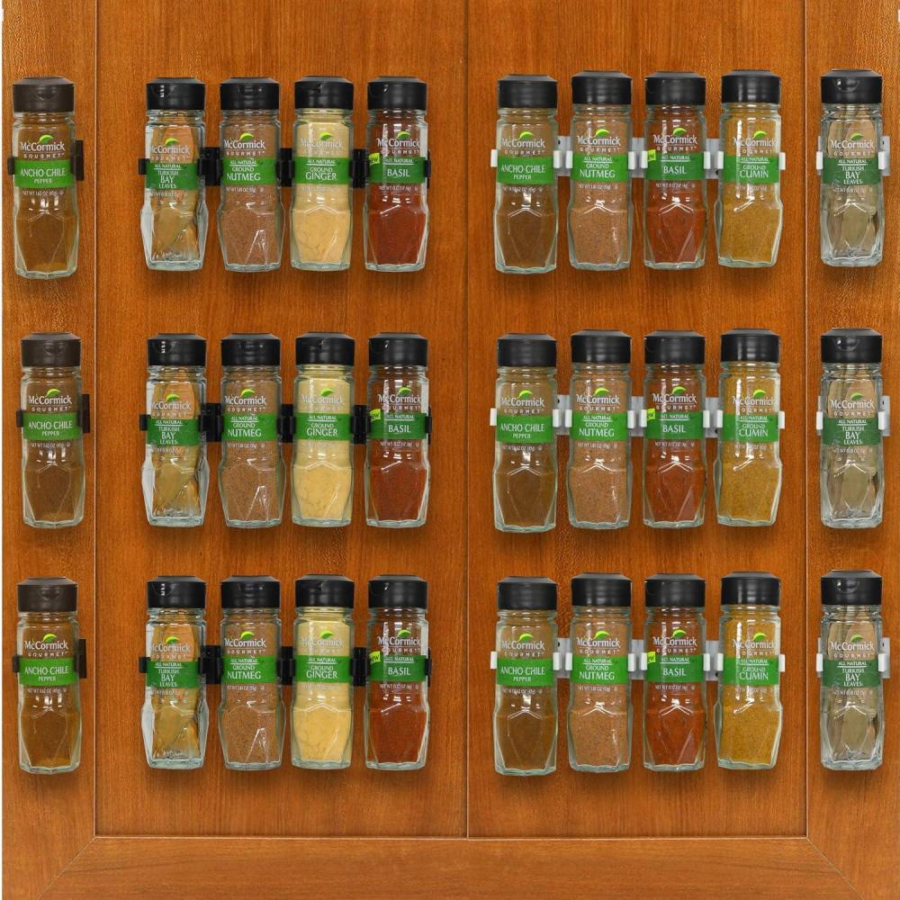 imageSimple Houseware Spice Gripper Clips Strips Cabinet Holder  4 Strips Holds 20 Jars WhiteBlack  White