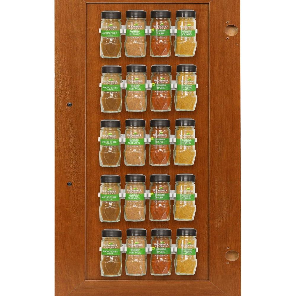 imageSimple Houseware Spice Gripper Clips Strips Cabinet Holder  4 Strips Holds 20 Jars WhiteWhite
