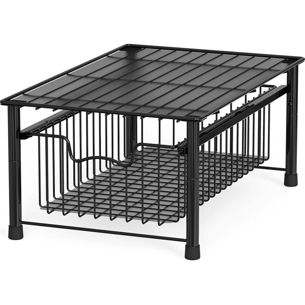 imageSimple Houseware Stackable Basket Drawer WhiteBlack