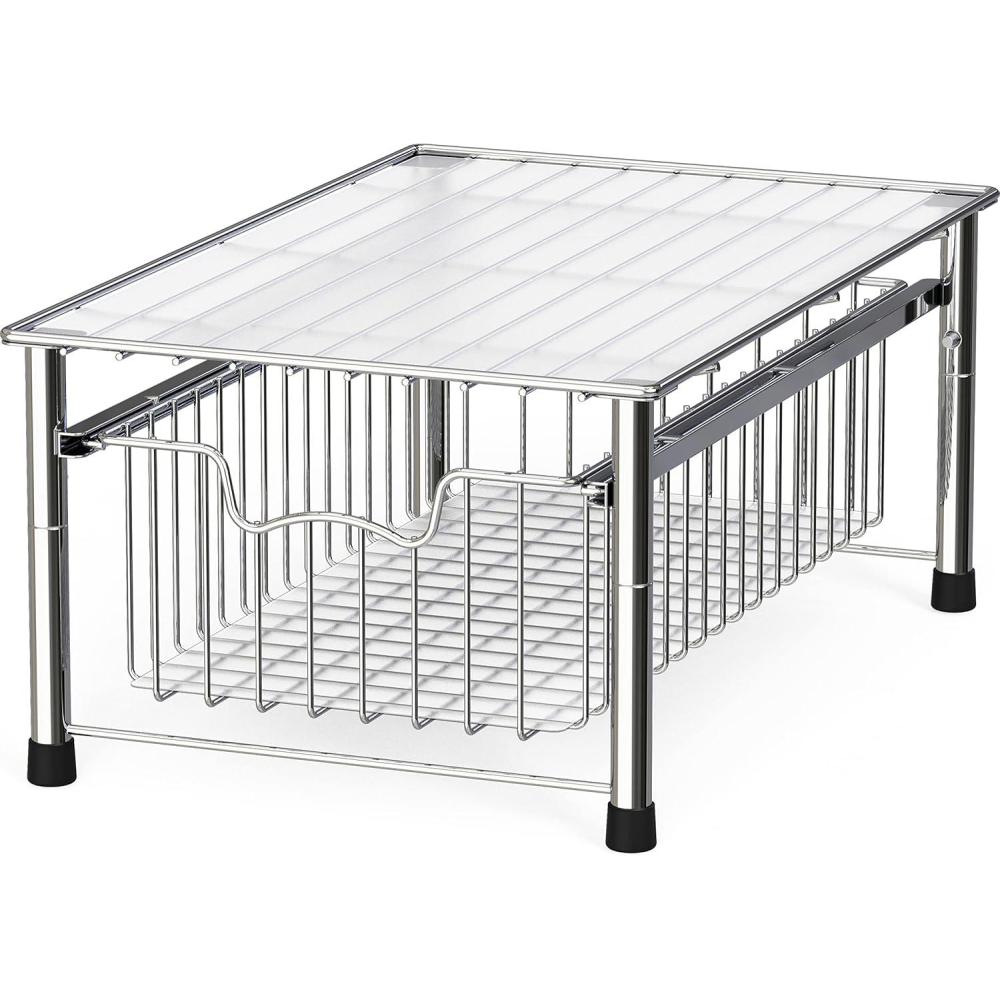 imageSimple Houseware Stackable Basket Drawer WhiteChrome