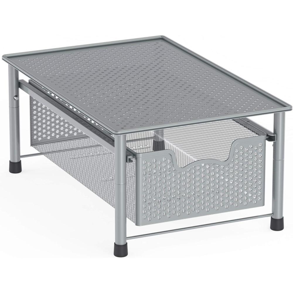 imageSimple Houseware Stackable Cabinet Basket Drawer Organizer SilverSilver