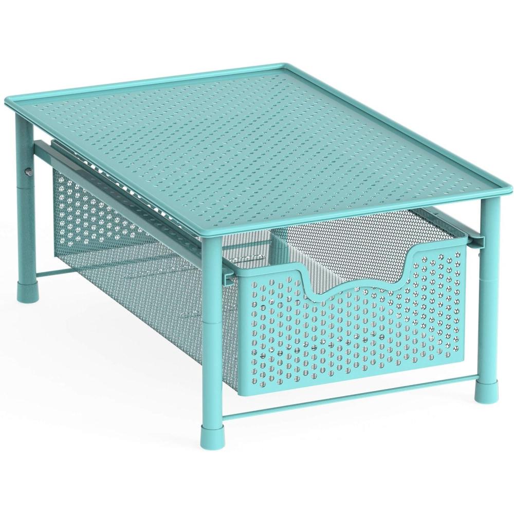 imageSimple Houseware Stackable Cabinet Basket Drawer Organizer SilverTurquoise