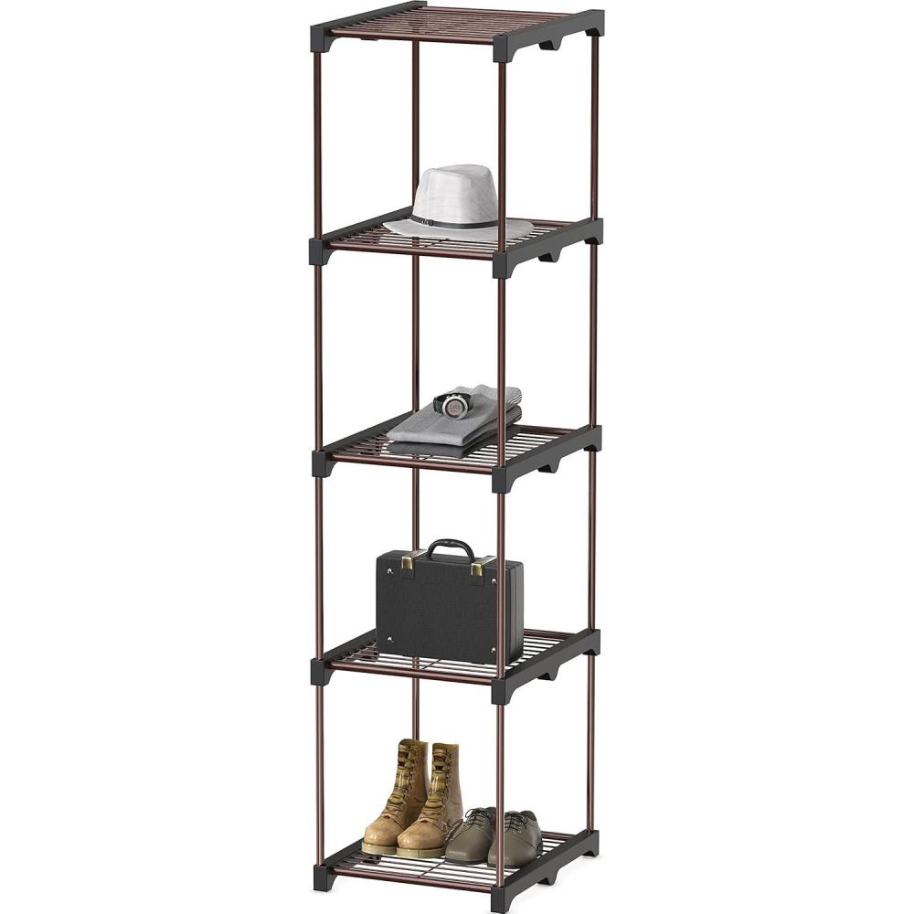 imageSimple Houseware Storage Shelves Multipurpose 5Tier Freestanding Closet Organizer Kitchen Tower Rack Bronze5Tier
