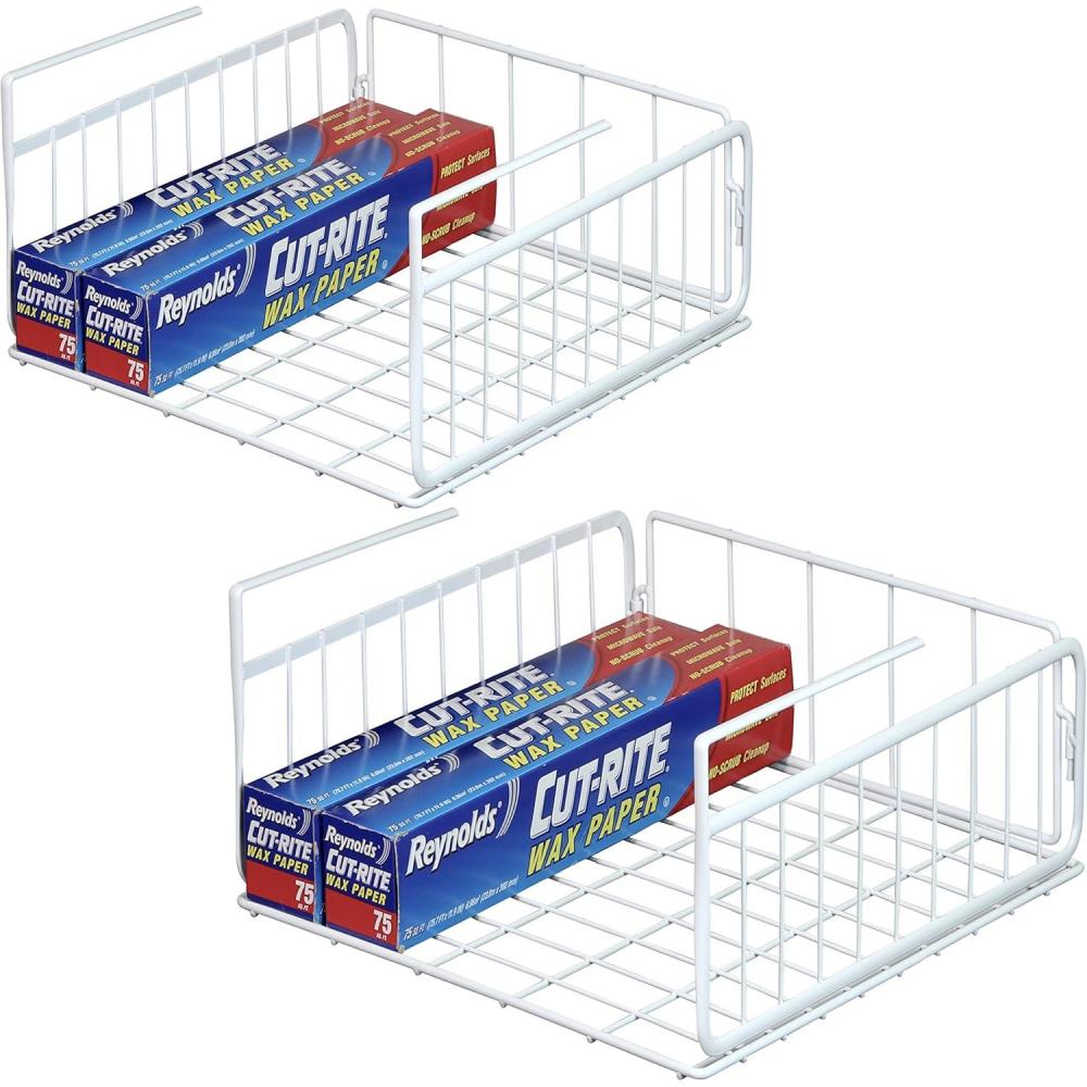 imageSimple Houseware Under Shelf Basket White  2 Pack