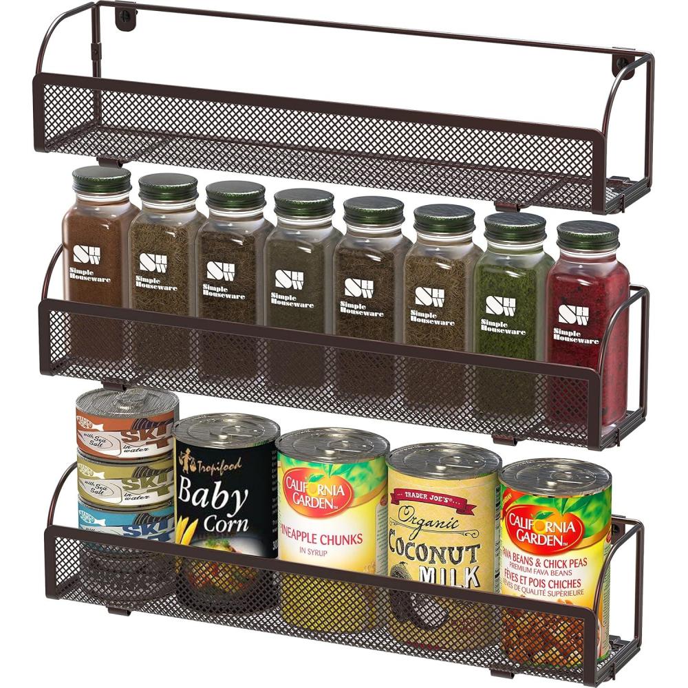 imageSimple Houseware Wall Mounted Spice Rack Shelves Organizer Bronze 3PackBrown