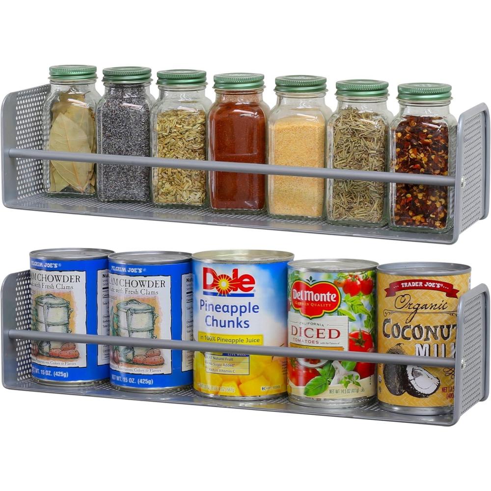 imageSimple Houseware Wall Mounted Spice Rack Shelves Organizer Bronze 3PackSilver