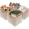 SIMPLE HOUSEWARE 11-Inch Collapsible Fabric Cube Storage Bin with Handles, Printed Design, 6 Pack, Blue(Beige)