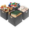 SIMPLE HOUSEWARE 11-Inch Collapsible Fabric Cube Storage Bin with Handles, Printed Design, 6 Pack, Blue(Black)