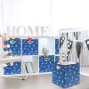 SIMPLE HOUSEWARE 11-Inch Collapsible Fabric Cube Storage Bin with Handles, Printed Design, 6 Pack, Blue(Blue – Dinosaur)