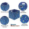 SIMPLE HOUSEWARE 11-Inch Collapsible Fabric Cube Storage Bin with Handles, Printed Design, 6 Pack, Blue(Blue – Dinosaur)
