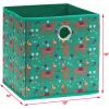 SIMPLE HOUSEWARE 11-Inch Collapsible Fabric Cube Storage Bin with Handles, Printed Design, 6 Pack, Blue(Green – Lama)