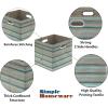 SIMPLE HOUSEWARE 11-Inch Collapsible Fabric Cube Storage Bin with Handles, Printed Design, 6 Pack, Blue(Green)