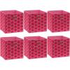 SIMPLE HOUSEWARE 11-Inch Collapsible Fabric Cube Storage Bin with Handles, Printed Design, 6 Pack, Blue(Pink)