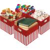 SIMPLE HOUSEWARE 11-Inch Collapsible Fabric Cube Storage Bin with Handles, Printed Design, 6 Pack, Blue(Red)