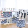 SIMPLE HOUSEWARE 11-Inch Collapsible Fabric Cube Storage Bin with Handles, Printed Design, 6 Pack, Blue(Steel Blue)