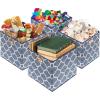 SIMPLE HOUSEWARE 11-Inch Collapsible Fabric Cube Storage Bin with Handles, Printed Design, 6 Pack, Blue(Steel Blue)