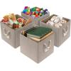 SIMPLE HOUSEWARE 11-Inch Cube Storage Bin With Braided Handles, 4 Pack, Green(Beige)