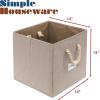 SIMPLE HOUSEWARE 11-Inch Cube Storage Bin With Braided Handles, 4 Pack, Green(Beige)