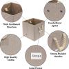 SIMPLE HOUSEWARE 11-Inch Cube Storage Bin With Braided Handles, 4 Pack, Green(Beige)
