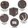 SIMPLE HOUSEWARE 11-Inch Cube Storage Bin With Braided Handles, 4 Pack, Green(Brown)