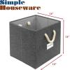 SIMPLE HOUSEWARE 11-Inch Cube Storage Bin With Braided Handles, 4 Pack, Green(Dark Gray)