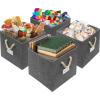 SIMPLE HOUSEWARE 11-Inch Cube Storage Bin With Braided Handles, 4 Pack, Green(Dark Gray)