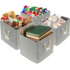 SIMPLE HOUSEWARE 11-Inch Cube Storage Bin With Braided Handles, 4 Pack, Green(Gray)