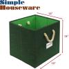 SIMPLE HOUSEWARE 11-Inch Cube Storage Bin With Braided Handles, 4 Pack, Green(Green)