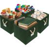 SIMPLE HOUSEWARE 11-Inch Cube Storage Bin With Braided Handles, 4 Pack, Green(Green)