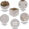 SIMPLE HOUSEWARE 11-Inch Cube Storage Bin With Braided Handles, 4 Pack, Green(Ivory)