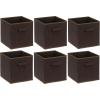 SIMPLE HOUSEWARE 11-Inch Foldable Cube Storage Organizer Bin, Geometric Grey, 6 Pack(Brown)